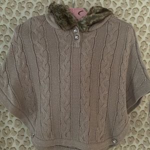 NWT Sweater Cape with Faux Fur Collar